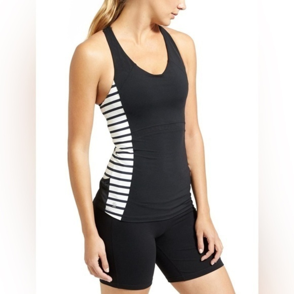 Athleta Women’s Small Stripe Ace Racer Tank Top Black White S Style 627030 Yoga
